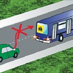 Illusztráció álló tömgegközlekedési eszköz előzéséről