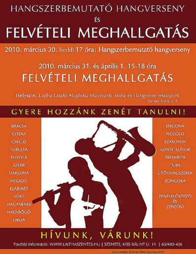 Felvételi a zeneiskolában március 30-án