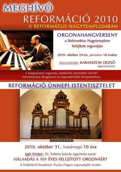 Karasszon Dezső hangversenye a Református Nagytemplomban.