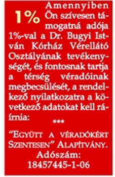 Adójából a véradók javára.