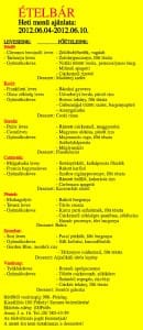 Ételbár étlap.