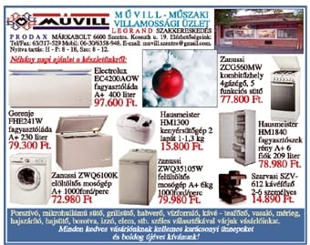 A Müvill Villamossági Szaküzlet ünnepi akciója