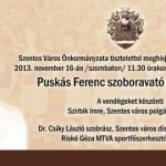Puskás Ferenc szobrának avatására meghívó.