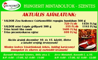 Készüljön az ünnepekre a Hungerit Zrt. mintaboltjaiból.