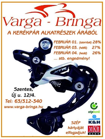 A Varga-Bringa Kerékpárszaküzlet egyedülálló februári akciója.