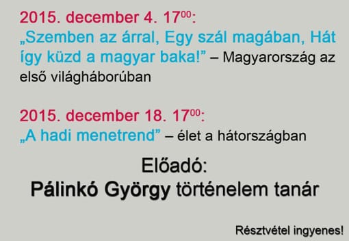 Nézőpont-előadássorozat decemberi programja.