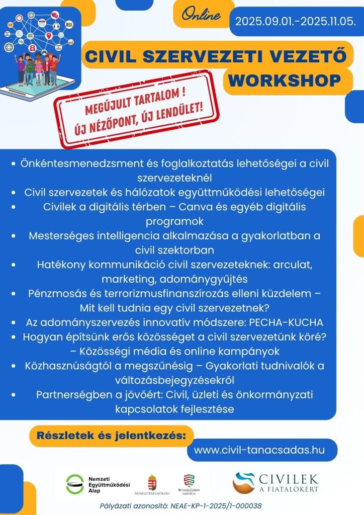 Ingyenes képzés civil szervezeti vezetőknek!