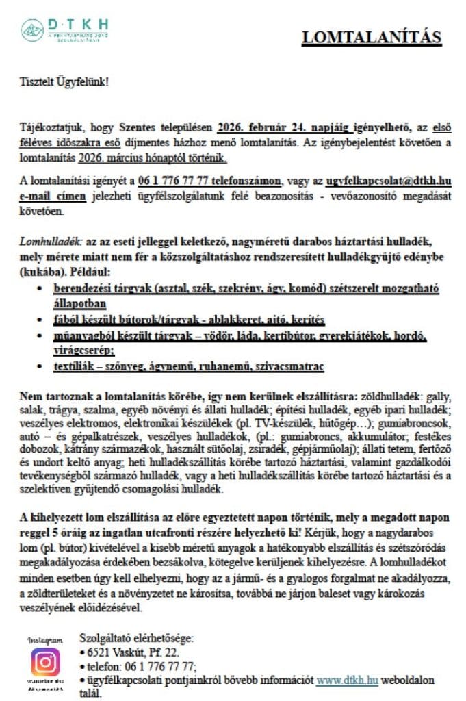 Felhívás lomtalanításra
